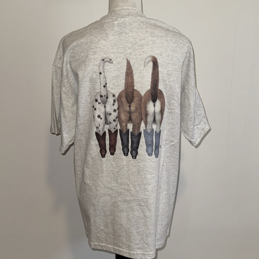 M & O Knits Heavy Weight Gray w/ 3 Cowdogs Front and Back Short Sleeve - Picture 6 of 9